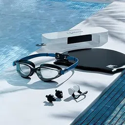 Lifelong Swimming Combo Kit | Waterproof Swim Cap with Earplugs & Nose Clip | Anti-Fog Swim Goggles | Comfortable Fit Swimming Accessories (Blue)-picture-22