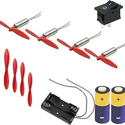 DC 3.7V Micro Coreless Motor with Propeller High-Speed Mini Drones (4 Motors + 4 Propellers), Metal material, 9V DC battery, BAttery connector,Switch | Starter Kit for DIY Electronic Projects-picture-18