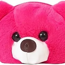 Cute Pink Teddy Face Plush for Girls & Kids | Soft Fur Handbag with Zipper | Fluffy Toy Purse for Birthday, School & Travel | Adorable Mini Bag Gift for Girls-image-59