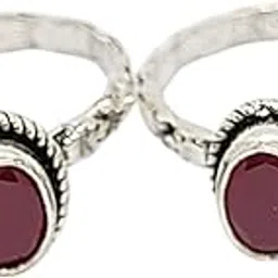 anika jewellers Sterling Silver Toe Ring with Red Stone, Traditional Bichhiya Style, Handmade Oxidized Finish, Women's Jewelry-picture-40