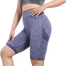 kamuba store Shorts for Women High Waist Fashion Yoga Running Atheletic Seamless Butt Lifting Compression Stretchy Shorts (in, Alpha, S, Regular, Blue)-picture-13