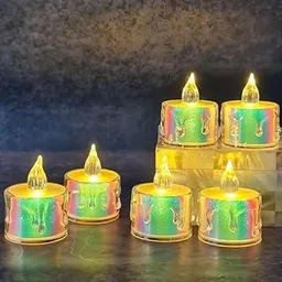 NEUTRINO Acrylic Rainbow LED Candles Flameless Smokless Decorative Tea Light for Home Decor Diwali Christmas, Transparent (Pack Off 2 Pcs)-image-25