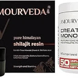 Amourveda Creatine Monohydrate Powder with Shilajit Resin, 5000mg Per Scoop, 250g, Unflavoured-picture-25