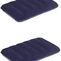 Attachh Inflatable Velvet Travel Pillow I Air Pillow for Family I Neck Pillow Navy Blue (Pack of 2)-picture-56
