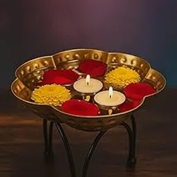 Hammered Metal Flower Bowl for Diwali Puja Festival Decoration (1)-picture-21