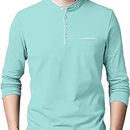 ausk Men's Cotton Henley Neck Full Sleeve Solid Regular Fit T-Shirt (X-Large; SkyBlue)-picture-50