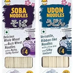 Meishi Assorted Noodles Combo Pack of 2 | Udon, Soba | Japanese Style Noodles | 500g | 250g x 2 | image 1