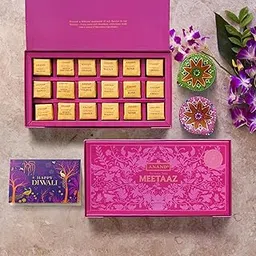 ANAND Diwali Meetaaz Box - 18 PC Collection of Flavorued Kaju, Badam, Pista, Ghee, Dark Chocolate Bites Box, 400g | Pure Desi Ghee Sweets | for Family and Friends with Diya + Card-picture-30