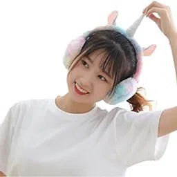 kolva Women's|Girl's Colorful Faux Fur Unicorn Ear Muffs Winter Ear Warmer Earmuff with Glitter Ears-picture-19