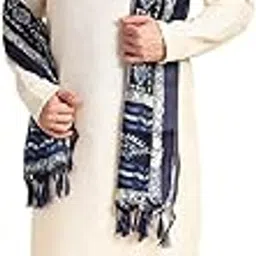 dupatta bazaar Men's Indigo Printed Silk Dupatta For Kurta/Sherwani/Achkan, free size-picture-28