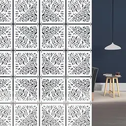 Olive Tree 12Pcs Hanging Room Divider Panel | Modern Hanging Screen Partition for Home Decoration, Living Room (11.5" x 11.5" - 12 Panels) OTD-8080-picture-28