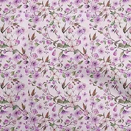 oneOone Cotton Cambric Light Purple Fabric Watercolor Floral Sewing Material Print Fabric by The Yard 42 Inch Wide-image-20