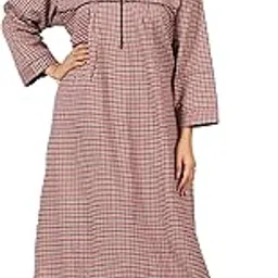 Spink Clothing Women's Woolen Winter Checked Nighty Maxi Gown cotswool Nightwear with Pocket-picture-49