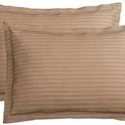 BSB HOME® 220 TC Premium Glace Cotton Solid Striped Pillow Covers | Ultrasoft Breathable Envelope Closure| Pack of 2 Pillow Covers King Size (Beige, 20 x 30 Inches)-image-76