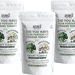 Akunka Vegetable Crisps - Florets | Broccoli & Cauliflower, Truffle Oil | Vegan | Gluten Free | No Preservatives, Palm oil & Added Sugar | Pack of 3 (30g x 3) | 3 Zero [Unsalted]-picture-23