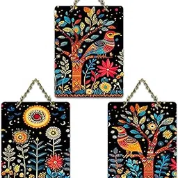 Artvibes Colorful Birds Floral Motifs & Gorgeous Trees Wall Hanging Decoration Item For Home | Living Room | Birthday Gift | Decorative Items For Bedroom | Door Décor | Bedroom | Balcony (WH_9679N)-picture-15