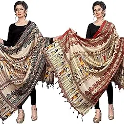 kemza Women's Printed Cotton Silk Dupatta Combo Pack of 2-picture-20