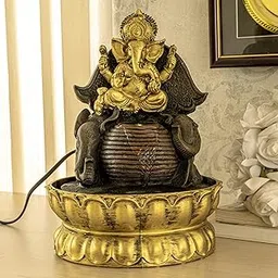 TIED RIBBONS Resin Ganesha Statue Decorative Water Fountain With Led Light For Outdoor Living Room Garden Tabletop Waterfall Indoor Home Decor And Gifts Multicolour-image-4