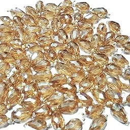 Beads & Craft: Drop Shape Glass Hanging Beads 10mm for Jewelry Making, Necklace, Earring, Bracelet, Embroidery, Dress and DIY Kit (Pack of 100 Pcs) (Lite Gold (LCT))-image-79