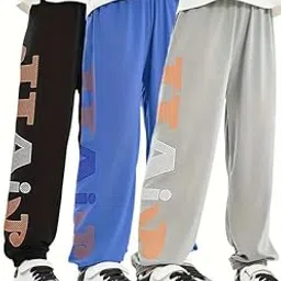 Athletic Jogger Pants, 3 Colors Pack - Black, Blue, Grey, Graphic Print Design-picture-40