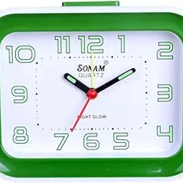 Sonam Table Clock Alarm Clock for Students 1 Year Warranty, 14x10 cm (Green)-picture-13