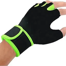 TRUE INDIAN Leatherite Gym Gloves with Half-Finger Length, Training and Workout Driving Gloves for Boys and Girls (Green)-image-67