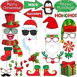 Party Propz Christmas Photo Booth Props - 27Pcs for Kids | Party Decoration | Decorations Items | Holiday Pack-picture-28
