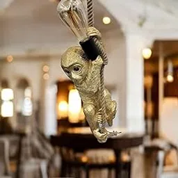 LumaCraft Monkey Hanging Ceiling Light, Home, Living Room Decorative and Restaurant Light Without Bulb (Golden)-picture-18