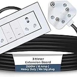 Extension Board Heavy Duty Multi Socket 15A/16A/20 (2500 Watts 16A Big Plug and Two 16A Socket and Two 20A Switch, 3 Meter)-picture-58