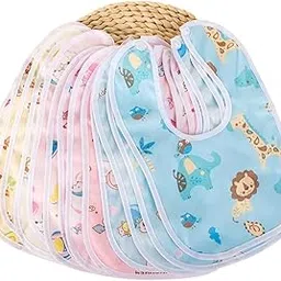 EMPOISON Waterproof Baby Bibs for Feeding & Drooling – Soft Cotton, Super Absorbent, Fast Dry, Adjustable Hook & Loop Closure | Unisex Baby Apron Bibs for Boys & Girls-image-1
