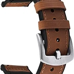 Fullmosa 22mm Leather Silicone Straps Compatible with Samsung Galaxy Watch 3 45mm/Huawei GT3/GT 2 46mm,Quick Release Watch Band for Fossil Gen 6/Amazfit GTR 47mm/One Plus(46mm)/Noise Colorfit - Brown-image-35