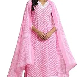 libas Womens Printed Cotton Straight Kurta With Trousers and Dupatta-picture-39