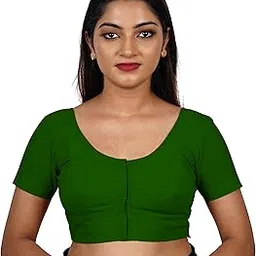 blouzy Women's Stitched Readymade 2by2 Plain Saree Wear Cotton Blouse, Regular Wear Blouse-picture-12