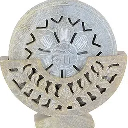 Pooja Creation Marble Coaster With Holder Set, Standard, 6 Piece-picture-33