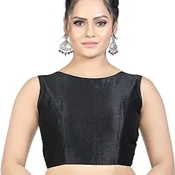 madhu fashion Women's Silk Sleeveless Readymade Saree Blouse-picture-21