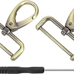 uxcell 2Pcs Swivel Clasps Hook, 38mm(1-1/2 Inch) D Ring Detachable Snap Hook Metal Lobster Claw Clasp Hook with Screwdriver for Purse Keychain DIY Craft, Bronze-picture-11