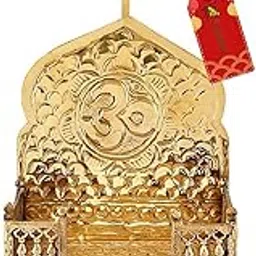 UAPAN Brass God Singhasan I Rectangle Shape Temple I Krishna Laddu Gopal Kanha Laxmi Ganesh Brass Pooja Chowki (Gold, Pack of 1)-picture-32