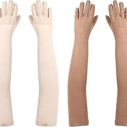 footmate UV Sun Protection Hand Gloves Breathable Material Elbow Length Combed Cotton Lightweight Soft Long Winter Summer Driving Gloves For Women’s/Girls -Free Size - Pack 2-picture-13