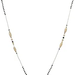 Stylish Gold-Plated Mangalsutra Necklace with AD Stone Studded Modern Pendant, Ethnic Traditional Black Beaded Contemporary Fashion Tanmani Chain Jewellery Gift for Women and Brides-19-image-38