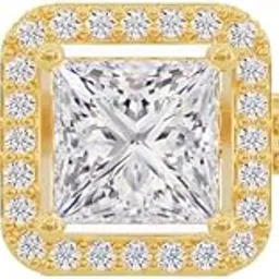 u are 925 Sterling Silver 18K Gold and Rose Gold Plated Radiant Square Halo Ring | Gift for Women and Girls | With Certificate of Authenticity and 925 Stamp image 1