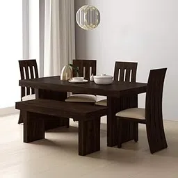 SONA ART & CRAFTS Solid Sheesham Wood 6 Seater Dining Table Set Dining Table with 4 Cushion Chairs & 1 Bench Dinner Table Set for Dinning Room Home,Hotel and Office (Dark Walnut)-picture-20