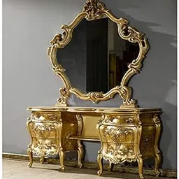 Classic Wood and Craft Wooden Dresser in Teak Wood, Golden Polish, Saharanpur (Without Mirror)-picture-15