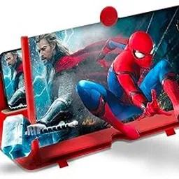 3D HD Phone Screen Enlarger & Stand – Screen Magnifier and Booster Compatible with All Smartphones, with Eye Protection Feature (Red)-picture-30