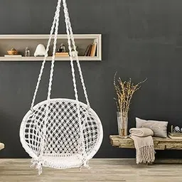 Patiofy Hammock Hanging Swing Chair || Swing for Adult & Kids || Swing for Home Balcony Garden|| Jhoola for Living Room for Adults || Jhula for Adults || Without Accessories Zula (Off-White, Cotton)-image-10