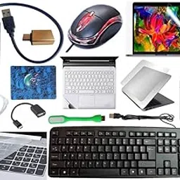Anjo 14 in 1 Combo of Wired Keyboard & Mouse, Mouse Pad, USB Hub3.0, Cleaner, OTG Micro & C, Extension, LED, Laptop Trackpad Lamination, Laptop Lid Lamination, 14.6 inch Key&Screen Guard & Sleeve-picture-49