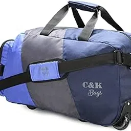 chris & kate Polyester Blue 50 litres Travel Foldable Spacious Duffle Bag with Wheels Lightweight Trolley Bag with Space Saver Self Storage Luggage Bag-203-picture-55