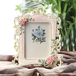 Art Street Pink Rose Resin Painted Photo Frame For Home Decoration, Wedding Dress Display Frame For Table Top Desk, Birthday, Wedding & Return Gift - Royal Pink (Size: 4x6 Inch)-picture-13