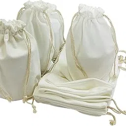 Kriwin Pack of 10 Sweet Velvet White Drawstring Closure Small Size Gift Potli Bags Pouches (White, 4X6)-picture-27