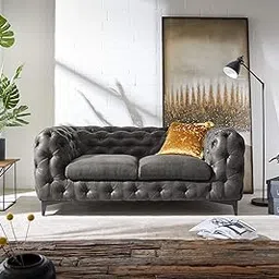 Everman Suede Velvet 2 Seater Sofa Set | Comfortable Living Room | Luxurious Sofa - (Dark Grey)-image-58