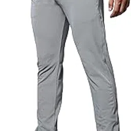Men's Casual Pinstripe Textured Regular Fit Trousers, Formal Pants with Button Closure, Side Pockets, Polyester Trouser for Men-image-0